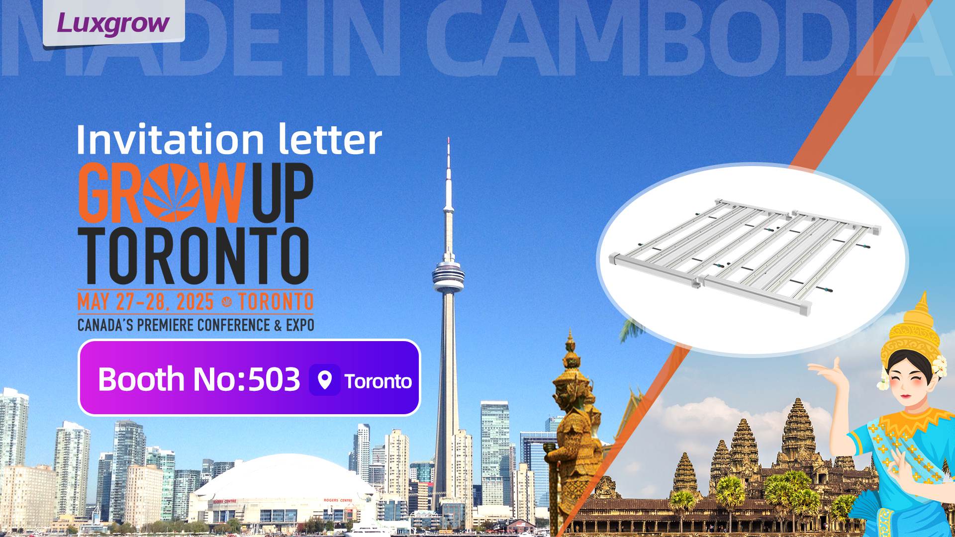 We sincerely invite you to visit the GROW UP TORONTO exhibition and explore the innovative light of Luxgrow!